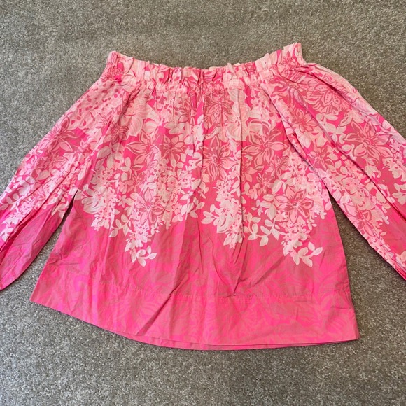 Lilly Pulitzer Pink Floral Off Shoulder Long Sleeve Top Blouse Women's size S - Picture 6 of 6